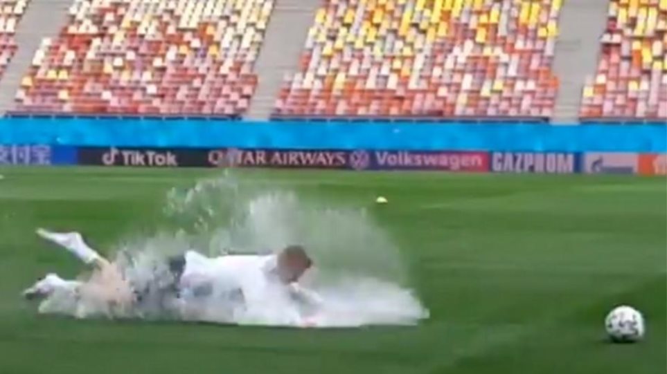 Euro 2020: Και το γήπεδο έγινε πισίνα! – Αδύνατη η προπόνηση των Αυστριακών (βίντεο)