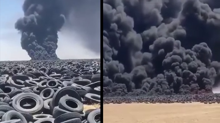 Το μεγαλύτερο «νεκροταφείο» ελαστικών στον κόσμο φλέγεται στο Κουβέιτ