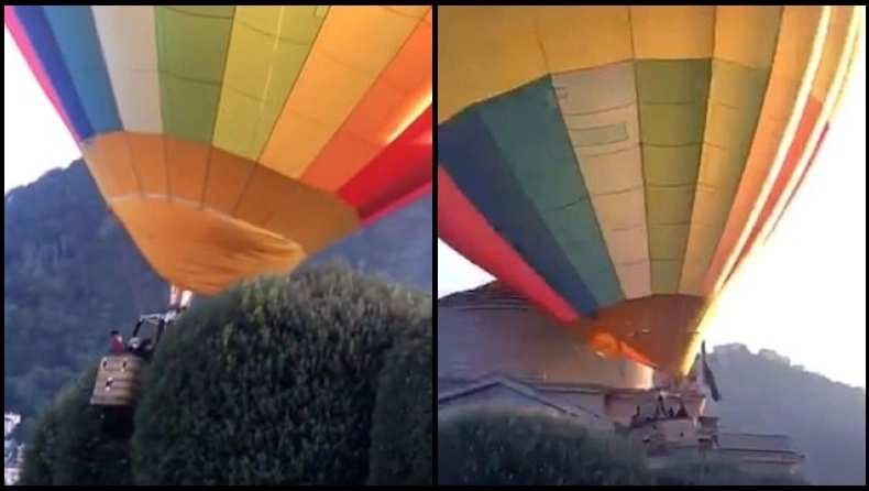 Αερόστατο γεμάτο τουρίστες βρήκε πάνω στην οροφή μουσείου και γκρέμισε ένα άγαλμα (βίντεο)