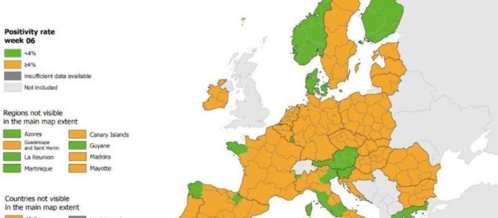 Χάρτες ECDC – Κορωνοϊός: Στο «βαθύ κόκκινο» Μακεδονία, Θράκη και Θεσσαλία