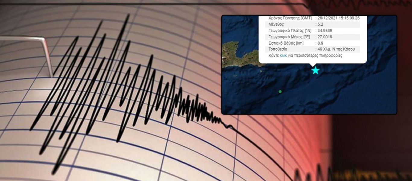 Ισχυρός σεισμός 5,2 Ρίχτερ μεταξύ Κρήτης και Κάσου