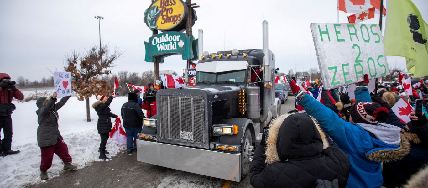 Σε παγκόσμιο κίνημα κατά των μέτρων COVID εξελίσσεται η κινητοποίηση των οδηγών φορτηγών στον Καναδά