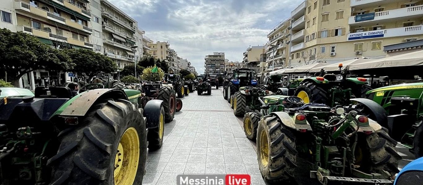 Διαμαρτυρία με τρακτέρ στην Καλαμάτα – Εξαγριωμένοι οι αγρότες με τις τιμές των καυσίμων