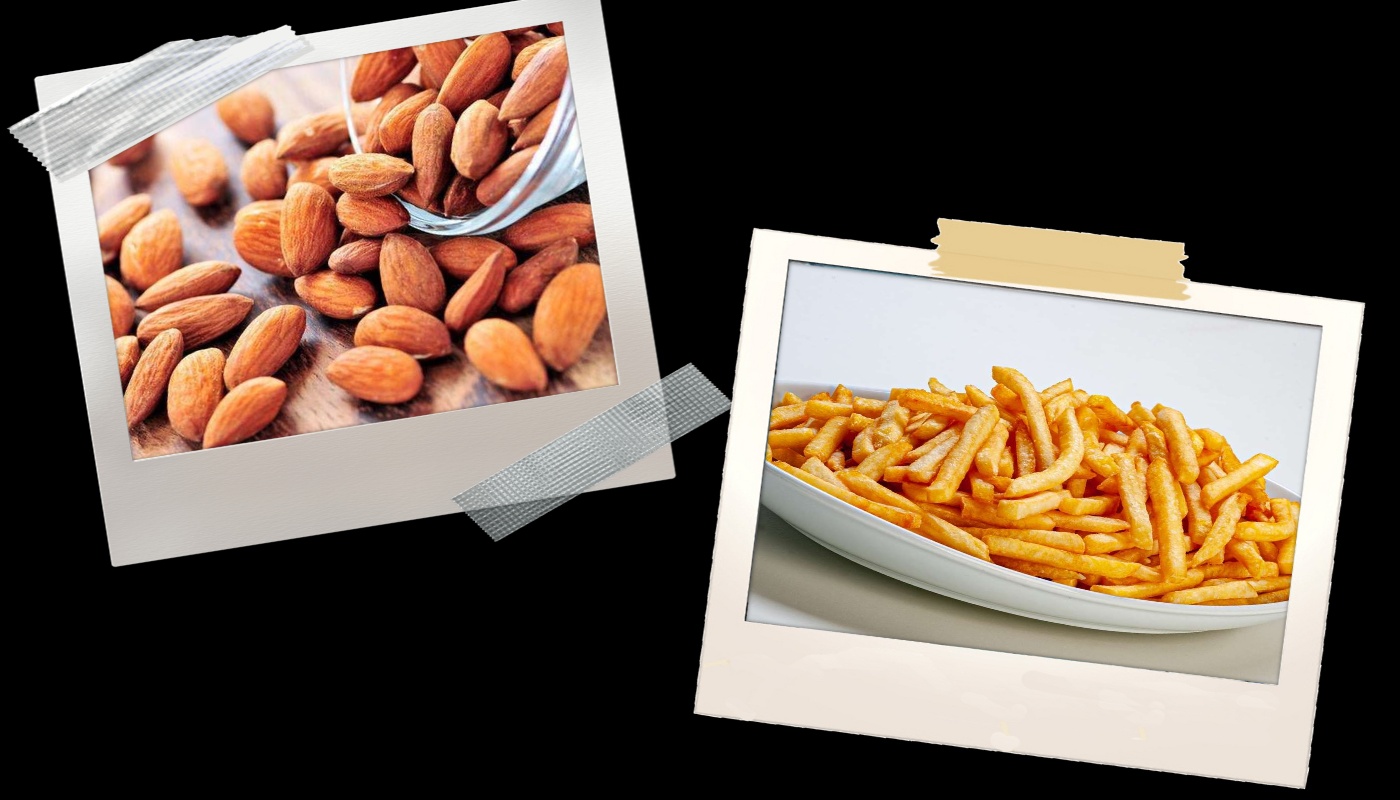 Αμύγδαλα vs τηγανιτές πατάτες: Δείτε τι θα συμβεί αν τρώτε ίσες θερμιδικά μερίδες μόνο από το ένα