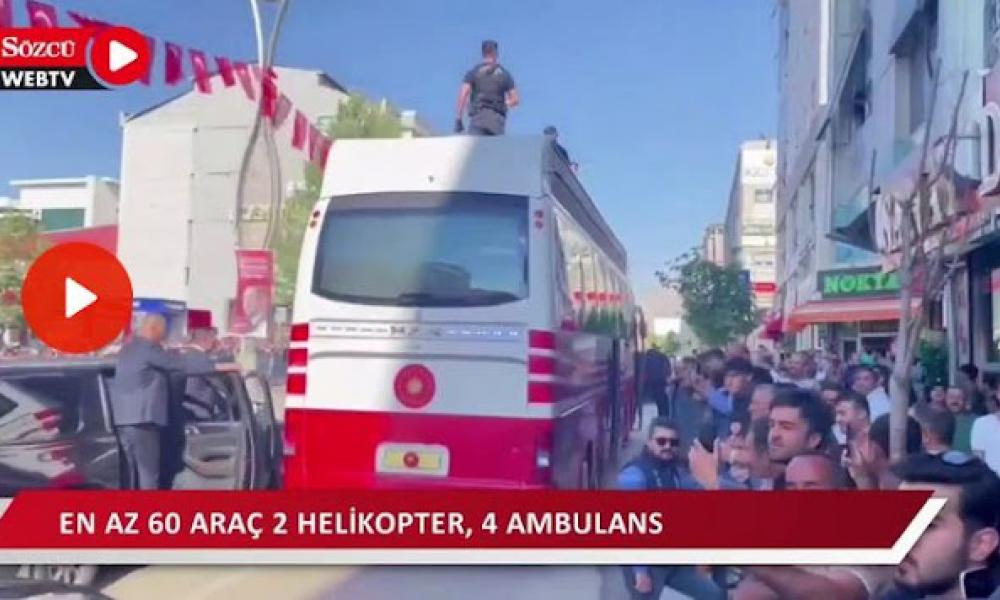 Ρ.Τ.Ερντογάν: Συνοδεία από 60 οχήματα, 4 ασθενοφόρα, πυροσβέστες και 2 ελικόπτερα στους δρόμους του Βαν