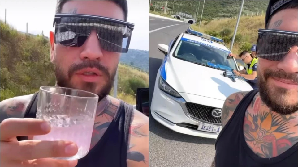Ο Snik έπινε ατάραχος το ποτό του την ώρα που η Τροχαία έγραφε κλήση στον οδηγό του (βίντεο)