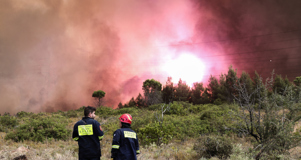 Φωτιά σαν λάβα στον Πύργο Ηλείας: Καίγονται απόβλητα ελαιοτριβείου (βίντεο)