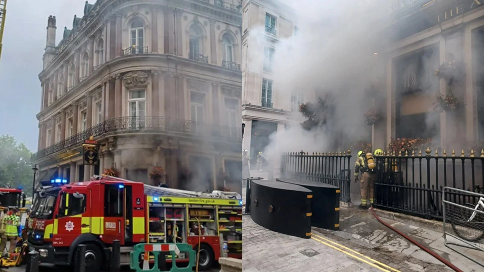 Μεγάλη φωτιά στην πλατεία Τραφάλγκαρ – Μάχη με τις φλόγες