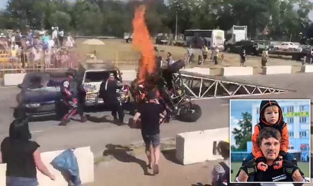 Σοκαριστικό ατύχημα Ρώσου κασκαντέρ: Άρπαξε φωτιά το όχημα του έχοντας μέσα και τον 8χρονο γιο του (βίντεο)