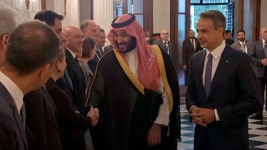 Μέγαρο Μαξίμου: Συνάντηση Κ.Μητσοτάκη με τον  Σαουδάραβα πρίγκιπα Μοχάμεντ μπιν Σαλμάν