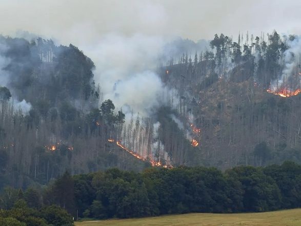 Σύνορα Τσεχίας και Γερμανίας: Ανεξέλεγκτη πυρκαγιά μαίνεται στο εθνικό πάρκο «Βοημιανή Ελβετία»