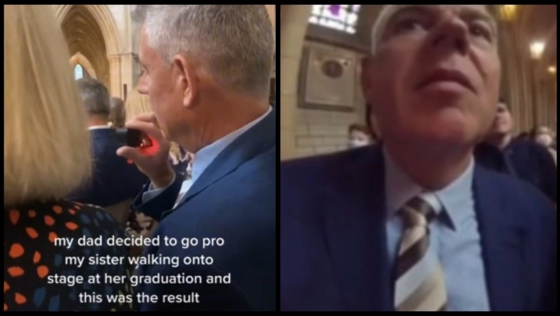 Πατέρας έπρεπε να τραβήξει βίντεο με την αποφοίτηση της κόρης του και τράβηξε τον εαυτό του (βίντεο)