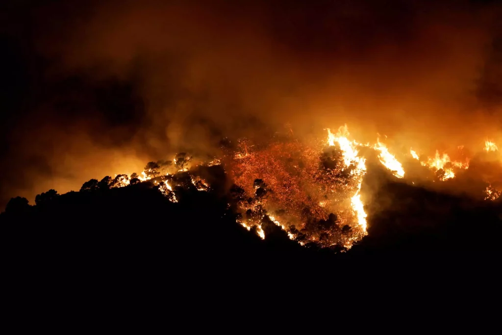 Μεγάλη αναζωπύρωση της φωτιάς στη Θάσο – Κατευθύνεται προς τον οικισμό