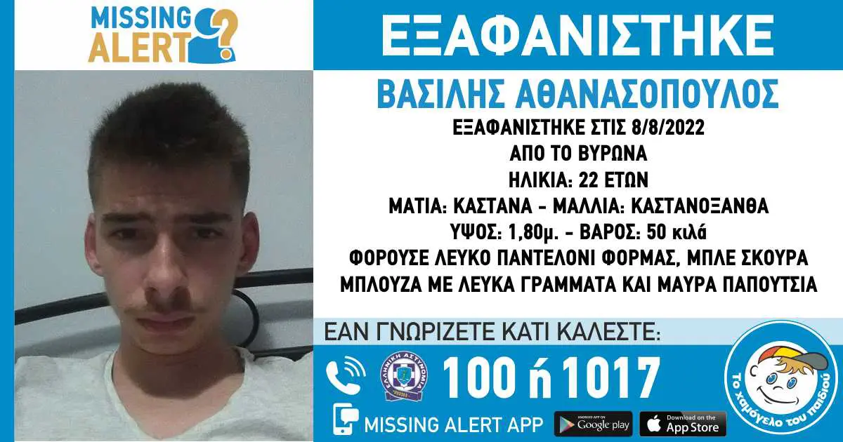 Βύρωνας: Εξαφανίστηκε από την Δευτέρα 22χρονος με σοβαρά προβλήματα υγείας