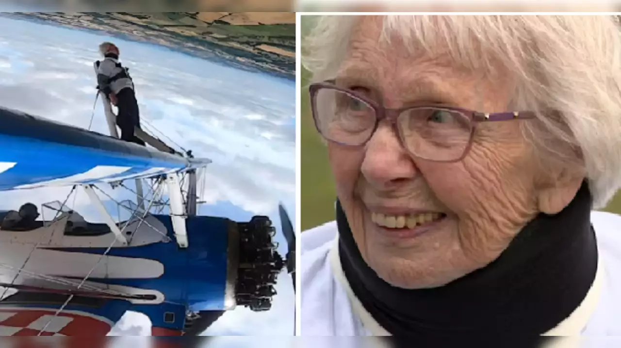Βρετανία: 93χρονη superwoman δέθηκε σε φτερό αεροπλάνου και πέταξε! (βίντεο)