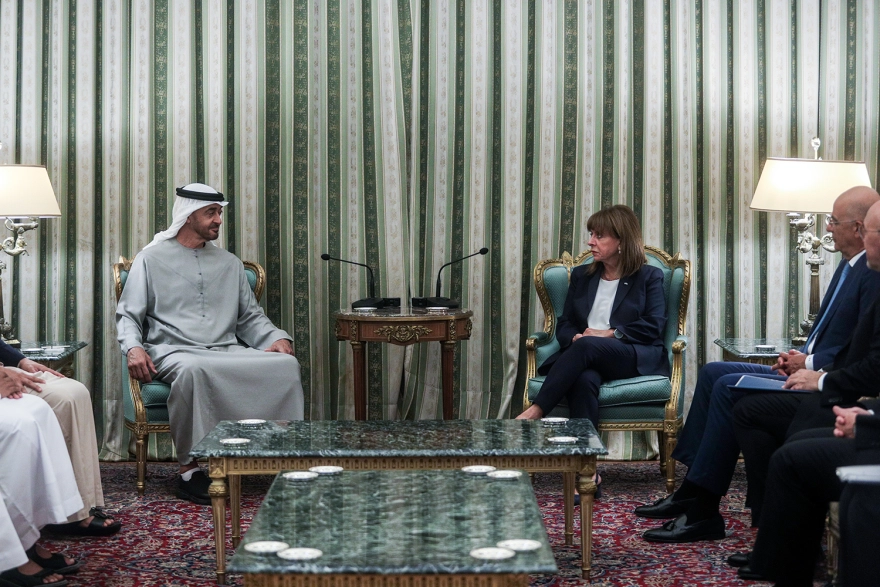Κατερίνα Σακελλαροπούλου: Υποδέχθηκε τον πρόεδρο των Ηνωμένων Αραβικών Εμιράτων
