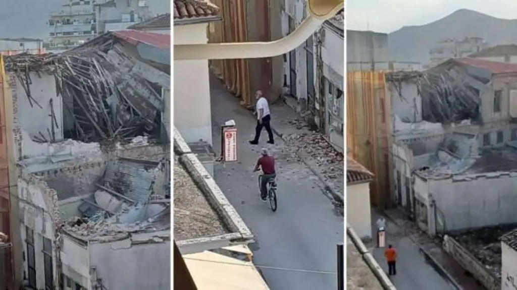Γκρεμίστηκε η σκεπή διατηρητέου κτιρίου στον Τύρναβο λόγω της έντονης βροχόπτωσης