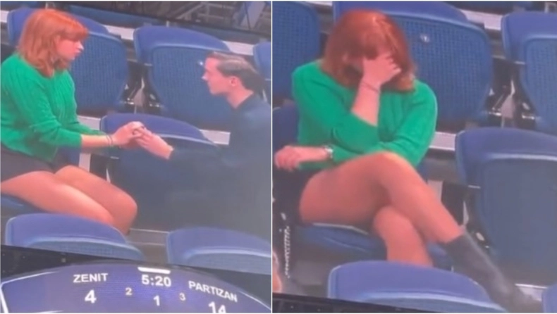 «Χυλόπιτα» σε live μετάδοση – Νεαρός έφαγε… άκυρο σε πρόταση γάμου στον αγώνα Ζενίτ – Παρτίζαν (βίντεο)