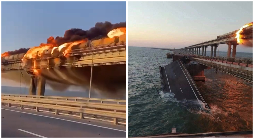 Νέο βίντεο με τα αποτελέσματα της έκρηξης στη γέφυρα της Κριμαίας