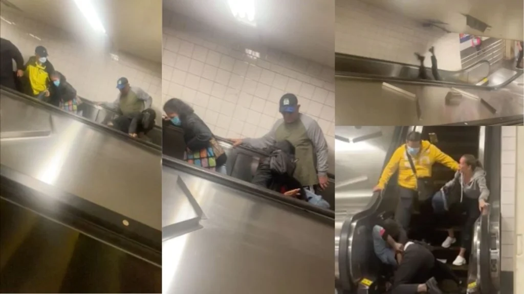 ΗΠΑ: H στιγμή που άνδρες τσακώνονται στο μετρό της Νέας Υόρκης και πέφτουν από τις κυλιόμενες σκάλες