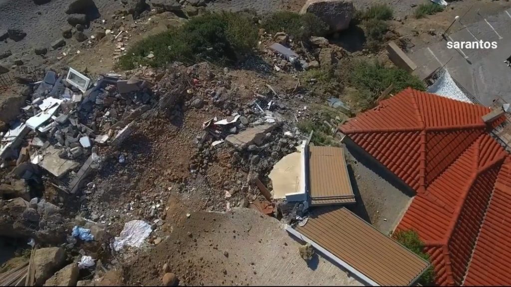 Κρήτη: Βίντεο από ψηλά δείχνει το μέγεθος της καταστροφής που προκάλεσε η κατολίσθηση του βράχου
