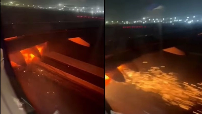 Ινδία: H στιγμή που κινητήρας αεροπλάνου παίρνει φωτιά κατά τη διάρκεια της απογείωσης (βίντεο)