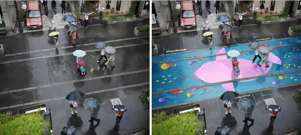 Εντυπωσιακό: Ζωγραφιές στους δρόμους εμφανίζονται μόνο όταν βρέχει! (φωτο)