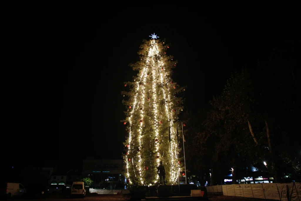 Τρίκαλα: Φωταγωγήθηκε το μεγαλύτερο φυσικό χριστουγεννιάτικο δέντρο στην Ελλάδα (φωτό-βίντεο)