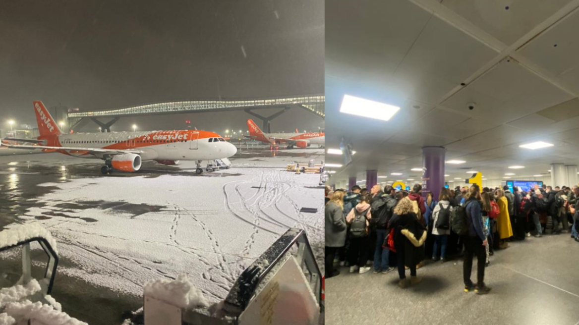 Χιόνια στο Λονδίνο: Χάος και ταλαιπωρία στο αεροδρόμιο Γκάτγουικ (φωτο)