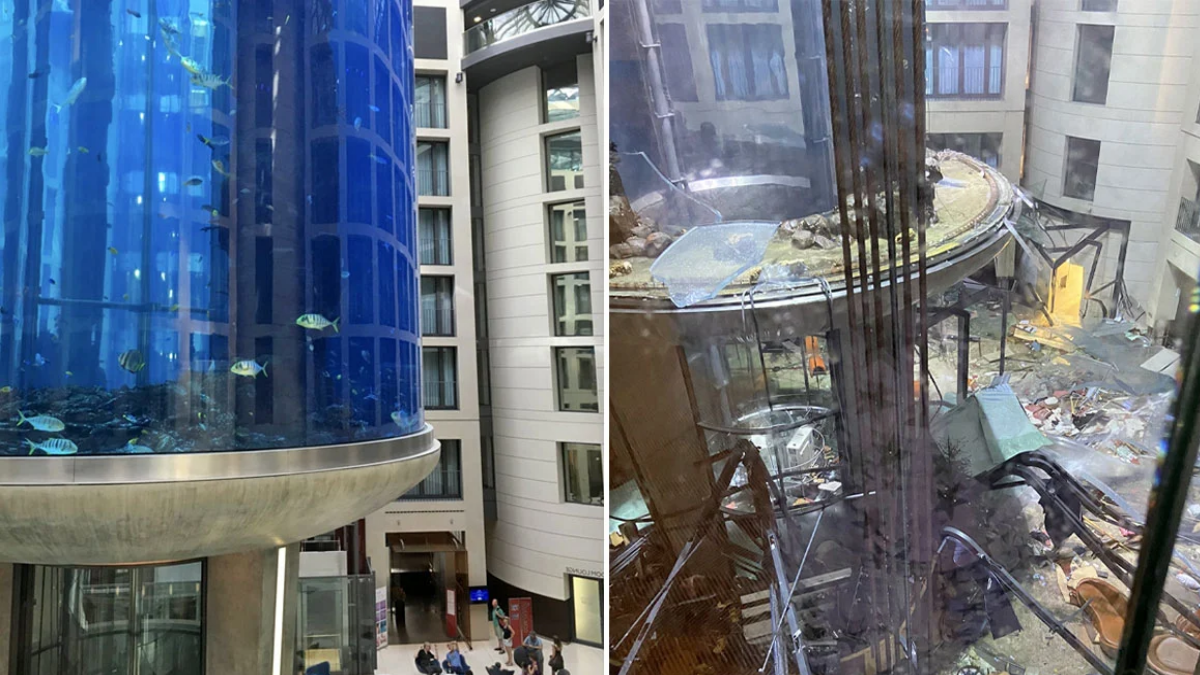 Ειδικός αναλύει γιατί εξερράγη το τεράστιο ενυδρείο σε ξενοδοχείο στο Βερολίνο (φώτο-βίντεο)