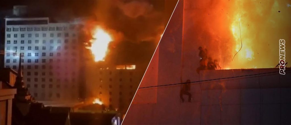 Τραγωδία στην  Καμπότζη: Συγκλονιστικές εικόνες – Πηδούν στο κενό  για να γλιτώσουν από τις φλόγες σε ξενοδοχείο