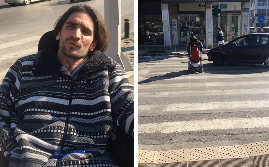 Θεσσαλονίκη: Αυτοκίνητο παραλίγο να πατήσει ακτιβιστή ΑμεΑ τη στιγμή που περνούσε την διάβαση με πράσινο (βίντεο)