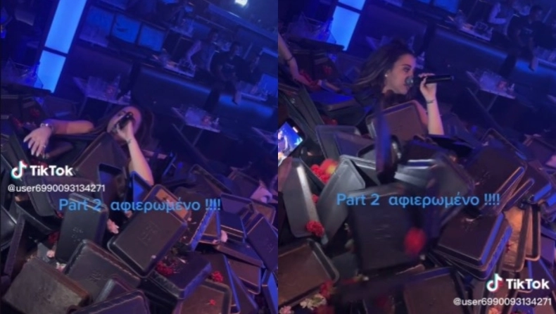 «Πανικός» σε νυχτερινό κέντρο στη Βέροια: Η τραγουδίστρια «θάφτηκε» κάτω από τα πανέρια με λουλούδια (βίντεο)