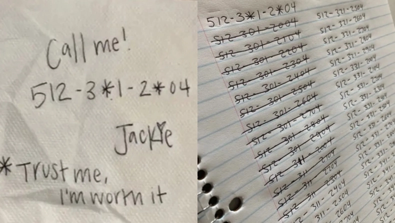 Γυναίκα άφησε σε θαμώνα ραβασάκι με το τηλέφωνό της – Έλυσε δεκάδες εξισώσεις μέχρι να μπορέσει να την καλέσει