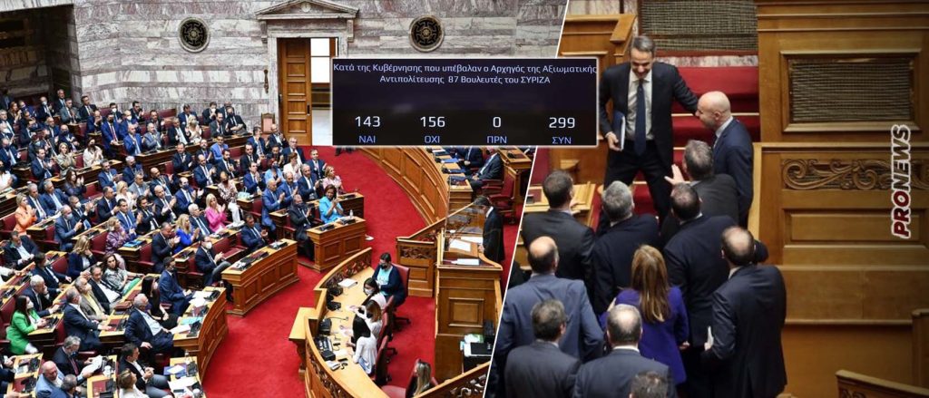 Τον στηρίζουν μέχρι τέλους: 156 «όχι» – Απορρίφθηκε η πρόταση αποπομπής της κυβέρνησης Μητσοτάκη