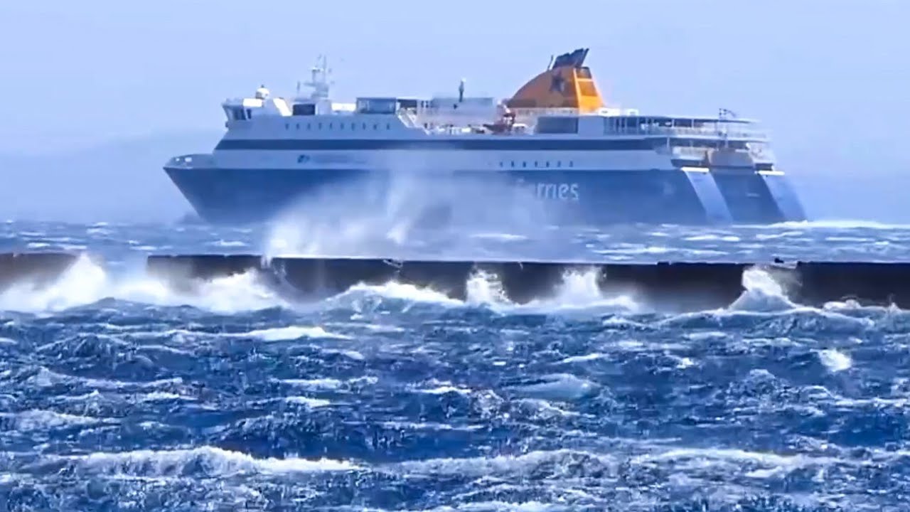 Η «μάχη» του Blue Star Paros στο Αιγαίο με κόντρα ισχυρούς ανέμους 8 μποφόρ (βίντεο)