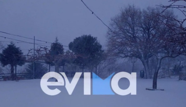 Κακοκαιρία «Μπάρμπαρα»: Χιονοκαταιγίδα με ισχυρούς κεραυνούς στην Εύβοια – Οι περιοχές που «ντύθηκαν» στα λευκά (φώτο)