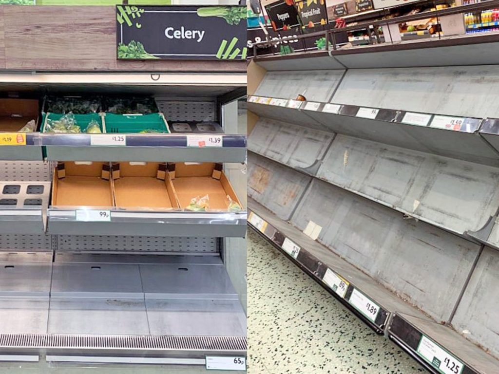 Άδειασαν τα ράφια των σούπερ μάρκετ στη Βρετανία – Με δελτίο ψωνίζουν από σήμερα λαχανικά οι καταναλωτές (βίντεο)