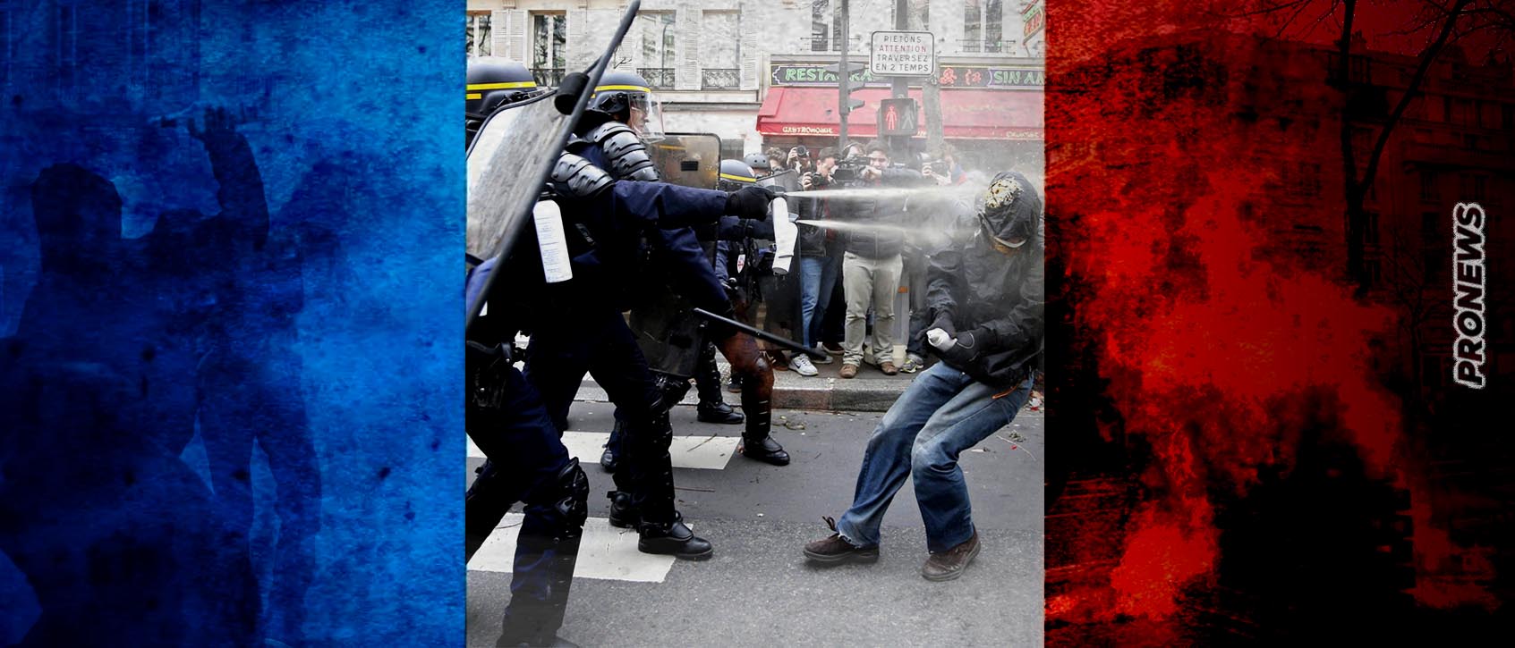 Σε «εμπόλεμη ζώνη» μετατράπηκε η Γαλλία: Μάχες σώμα με σώμα και «προσωπικές μονομαχίες» μεταξύ Γάλλων διαδηλωτών και αστυνομικών (βίντεο)