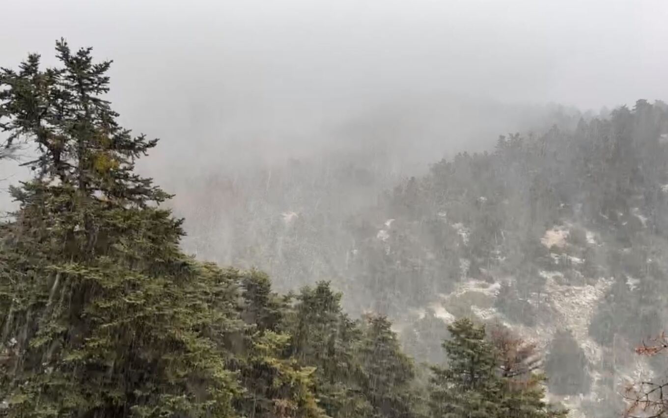 Χιονοκαταιγίδα στην Πάρνηθα (βίντεο)