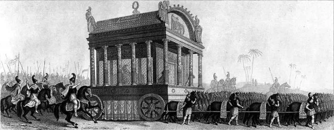 H άμαξα που μετέφερε τη σορό του Μέγα Αλεξάνδρου ζύγιζε πάνω από 100 τόνους – Την έσερναν 64 ημίονοι (φωτό)