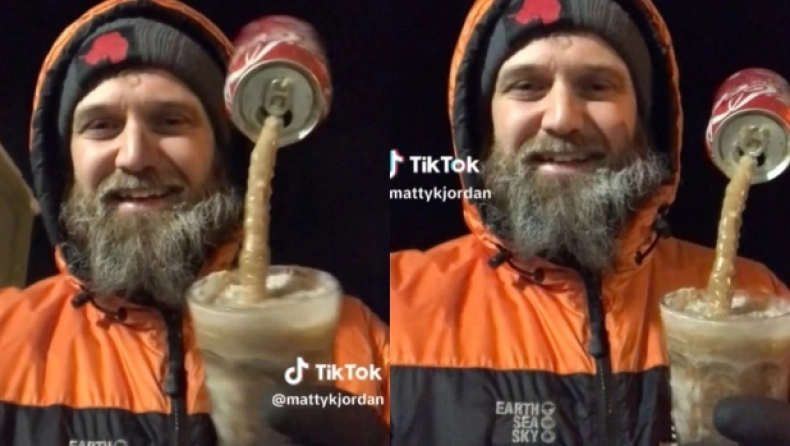 Η στιγμή που ερευνητής ανοίγει ένα κουτάκι αναψυκτικό στην Ανταρκτική – Θα καταφέρει να το πιει; (βίντεο)