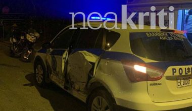 Τροχαίο ατύχημα στο Ηράκλειο Κρήτης: ΙΧ εμβόλισε περιπολικό – Τραυματίστηκαν δύο αστυνομικοί (φώτο)