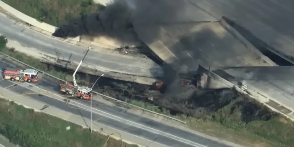 ΗΠΑ: Φωτιά σε βυτιοφόρο προκάλεσε την κατάρρευση αυτοκινητόδρομου (βίντεο)