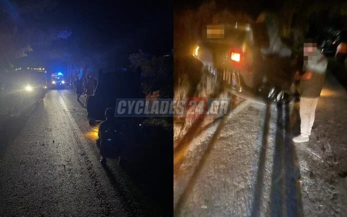 Σύρος: Αυτοκίνητο εξετράπη της πορείας του και αναποδογύρισε στη μέση του δρόμου