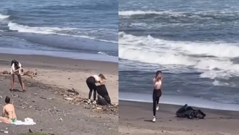 Σάλος με influencer που παρίστανε ότι καθάριζε παραλία – Τράβηξε βίντεο και μετά παράτησε τις σακούλες με τα σκουπίδια