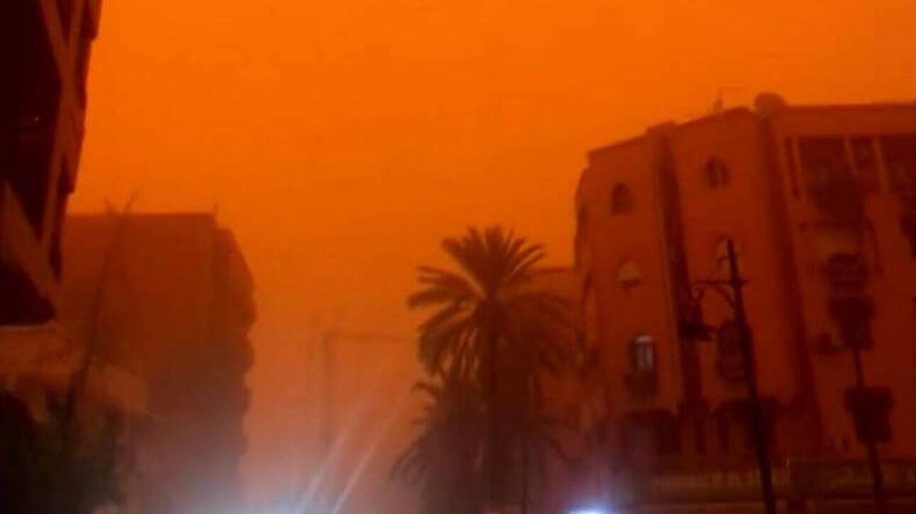 Απόκοσμο σκηνικό στο Μαρόκο: Αμμοθύελλα «έβαψε» πορτοκαλί τον ουρανό στο Μαρακές (βίντεο)