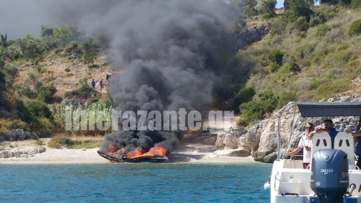 Ζάκυνθος: Βυθίστηκε σκάφος σημαίας Αγγλίας μετά από πυρκαγιά – Σώθηκαν οι πέντε επιβαίνοντες (φώτο)