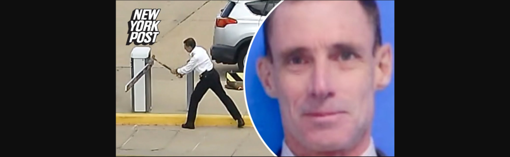 Πιλότος σε έξαλλη κατάσταση διαλύει με τσεκούρι μπάρα σε πάρκινγκ (βίντεο)