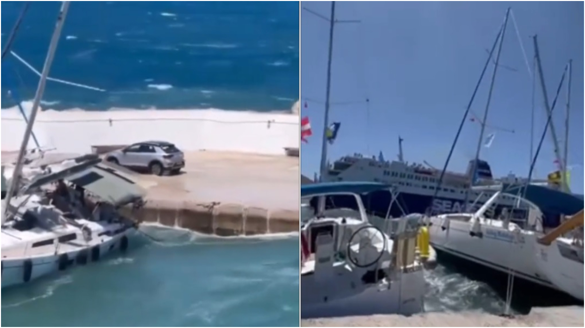 Σκόπελος: Το καράβι της γραμμής δημιούργησε πελώρια κύματα στο λιμάνι (βίντεο)